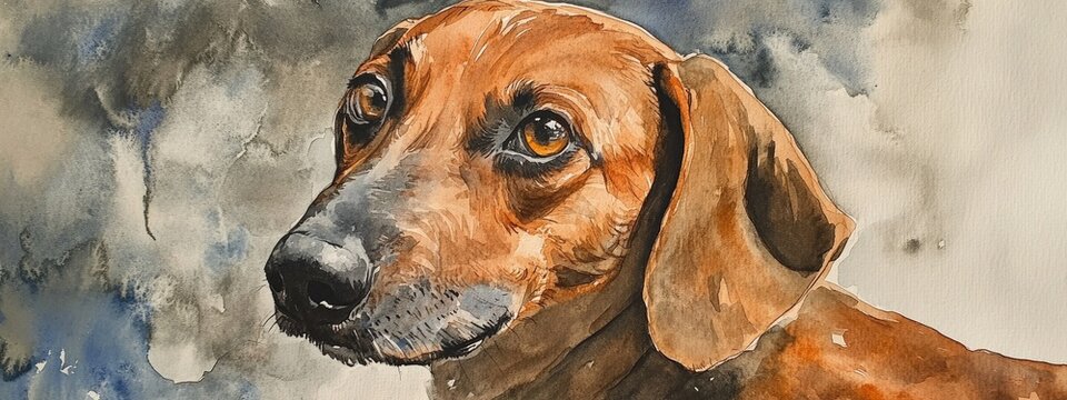 Watercolor portrait of a Jamthund dog