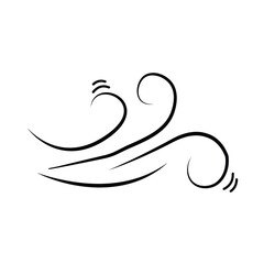 Blowing air lines icon. wind icon. Hand drawn doodle wind motion, air blow, swirl elements.