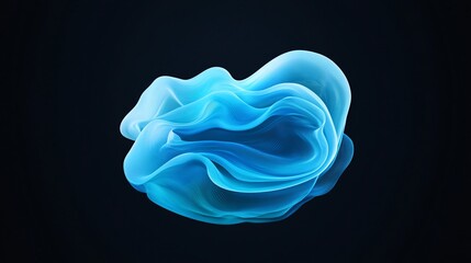 A mesmerizing fluid blue abstract wave, radiating a soft glow against a dark background.