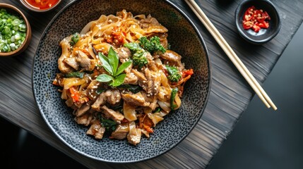 Delicious Asian Dish in a Black Bowl
