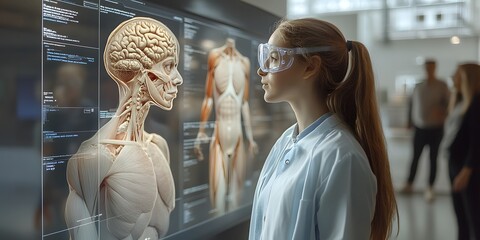 3D platform for health education, where users can explore interactive lessons on anatomy