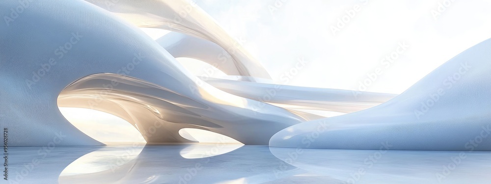 Poster abstract design concept of white architecture in 3d rendering