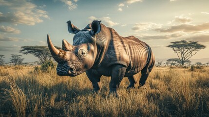 Obraz premium White Rhino in the African Savanna