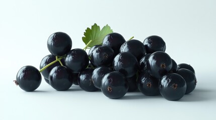 3D rendering of black currants on a white surface