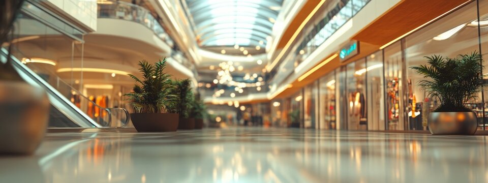 3D rendering of a vintage blurred scene in a shopping mall