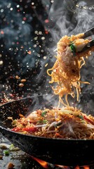 Stir-fried Noodles with Smoke and Steam