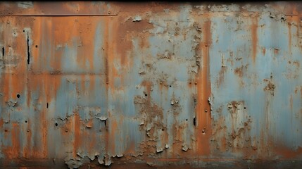 a rusted red and gray metal wall. 