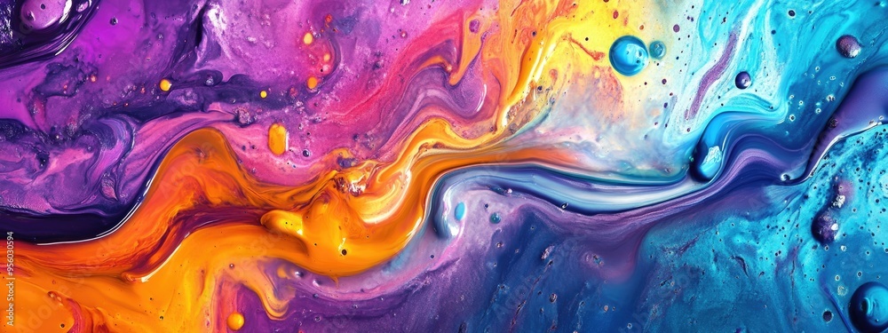Aufkleber Fluid Art in a 3D cartoon style Abstract colorful background with paint mixing Modern art