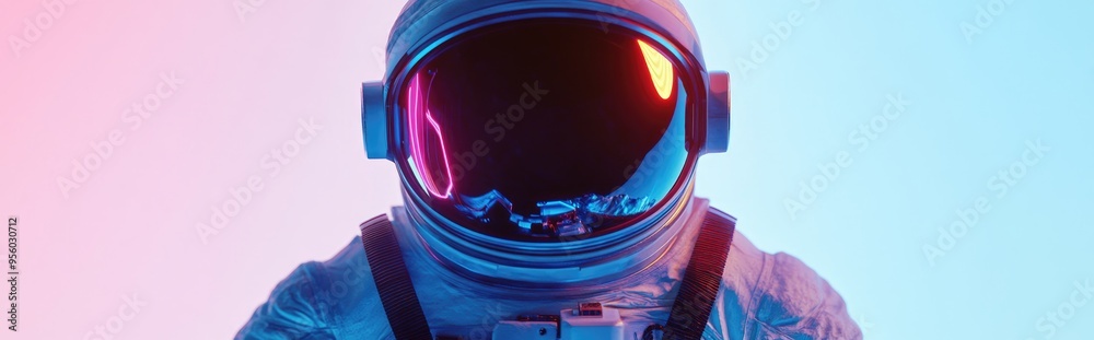 Poster Close up of an astronaut isolated on a white background in 3D cartoon rendering
