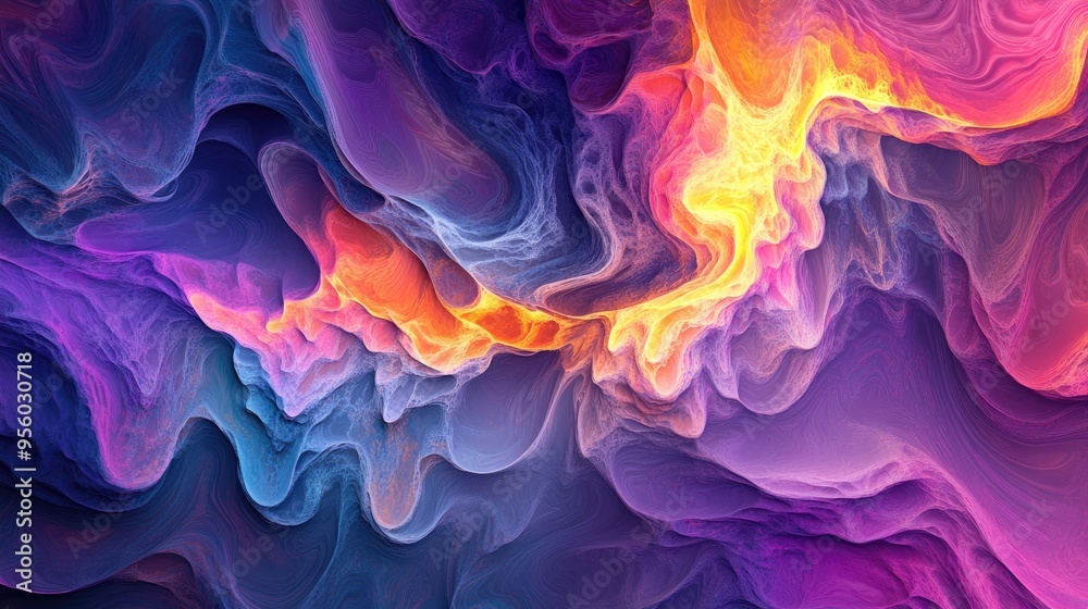Aufkleber abstract fractal background illustrations featuring chaotic textures in a 3d cartoon rendering style