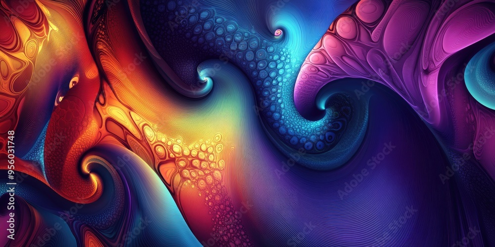 Fototapete Abstract vivid background art in illustration space geometry featuring a 3D cartoon rendering The background showcases a fractal multicolor texture ideal for projects focused on imagination creativ