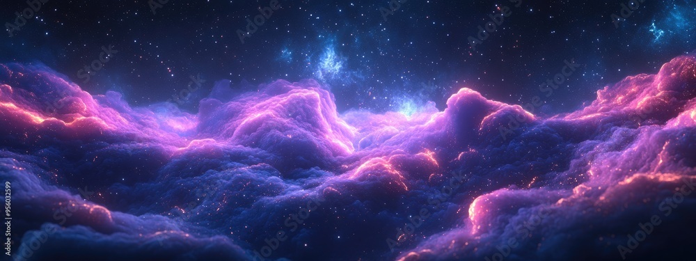 Aufkleber night sky abstract background featuring a universe filled with stars nebula and galaxy in 3d cartoon