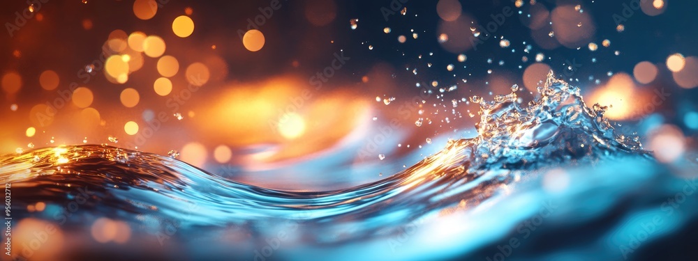 Aufkleber Magic light blur of water wave abstract background in 3D cartoon rendering