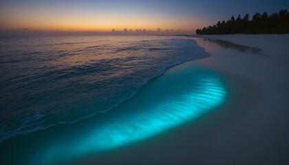 Fototapeta premium Bioluminescent Beaches (Various locations): Some beaches around the world, like Mosquito Bay in Vieques, Puerto Rico, 
