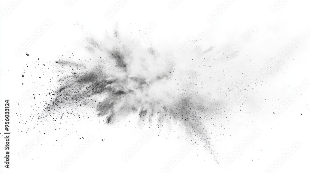 Poster freeze motion of white particles on a white background in a 3d cartoon rendering abstract dust overl