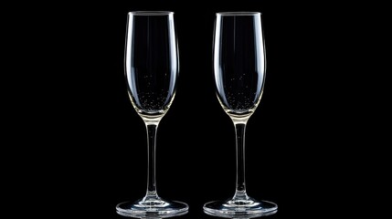 Two champagne glasses on a black background