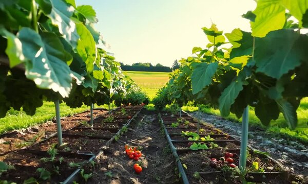 Fig and Tomato Garden Rows