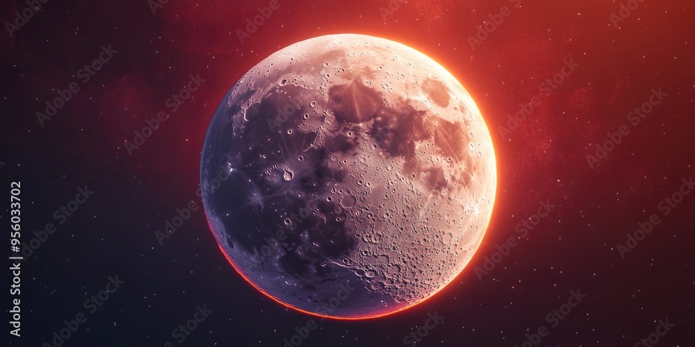 Poster gorgeous close up illustration of the moon in 3d cartoon style showcasing more than half of the plan