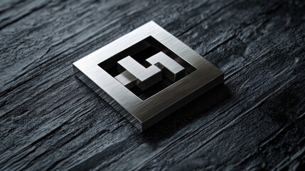 Silver Monogram Logo Stylish Metal Emblem Luxury Design Elegant and Abstract Square Shape