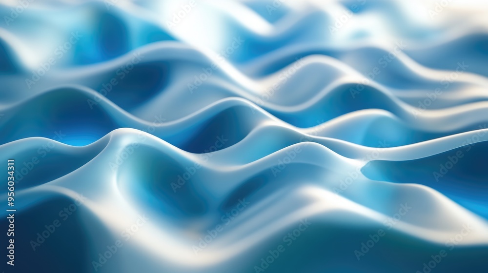 Poster Wavy abstract background for science and technology concepts rendered in 3D cartoon style