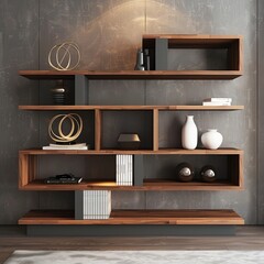 Modern Bookshelf with Decorative Elements