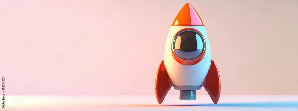 Aufkleber isolated cartoon rocket in 3d rendering