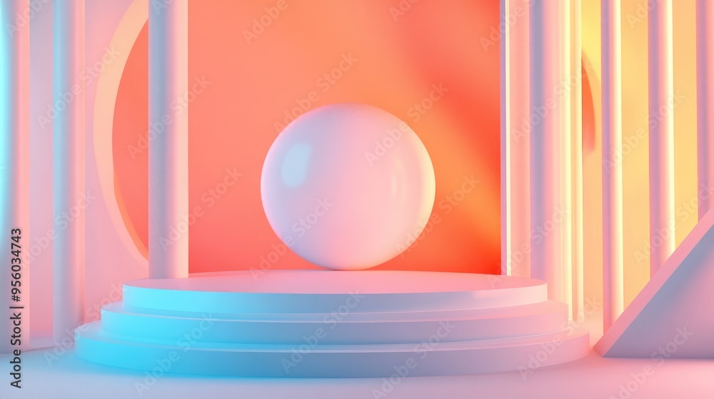 Poster Abstract minimalist background featuring 3D illustration and rendering