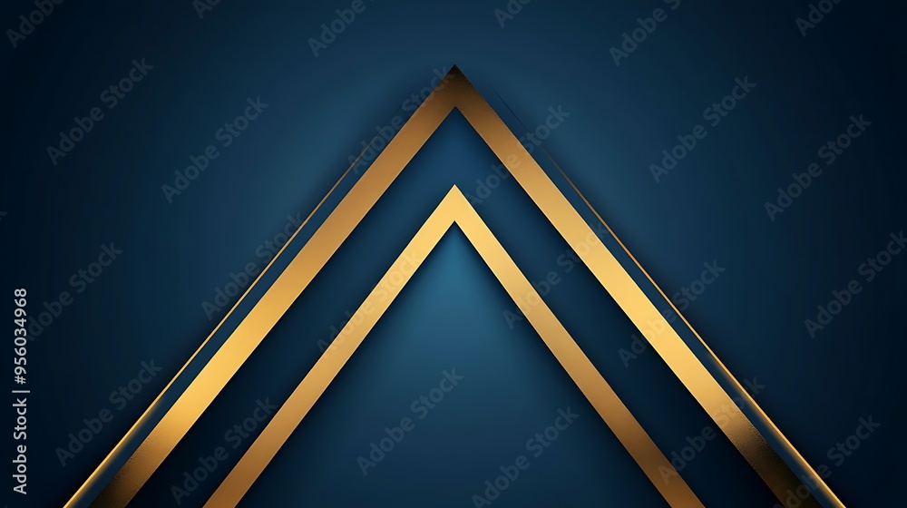 Wall mural A dark blue background with two gold diagonal lines that form a triangle shape in the middle.