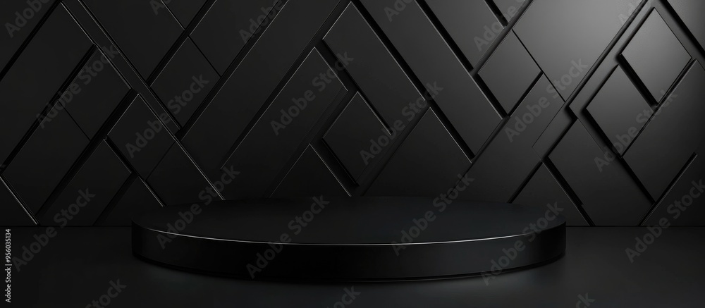 Aufkleber luxury 3d geometric empty podium for product placement black mock up product stand