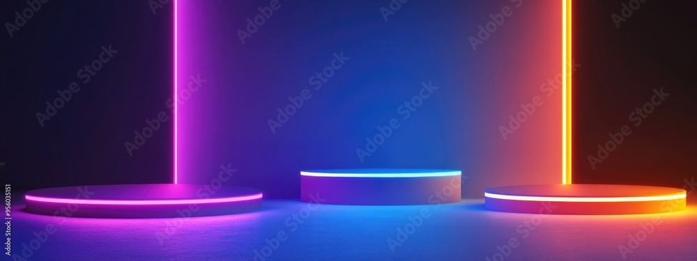 Poster Abstract mock up scene featuring geometric podium shapes for product display presentation and advertising 3D rendering