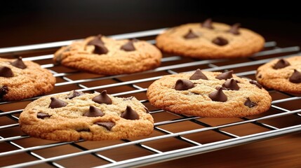 Cookies cooling on a rack, simple and homey tones, space for text