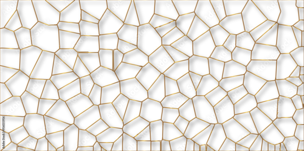Poster abstract golden hexagon graphic ornament. arabian stylish seamless pattern on white background. crea
