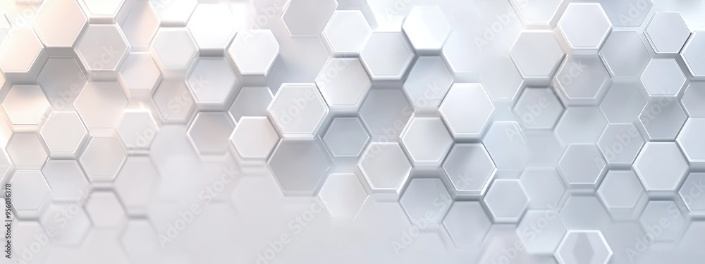Poster White hexagonal background featuring a subtle light pattern