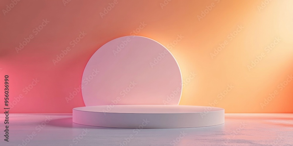 Aufkleber Abstract pastel background minimalist podium mockup for modern display or showcase 3D rendering