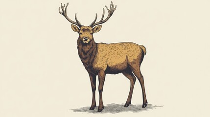 Hand drawn cartoon illustration of a stag