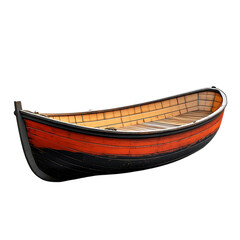 Red and Black Wooden Boat with Transparent Background