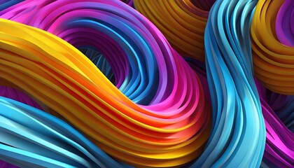 Naklejka premium 3D Illustration of twisted colorful shapes, abstract colorful background