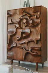 Abstract Carved Wooden Cabinet