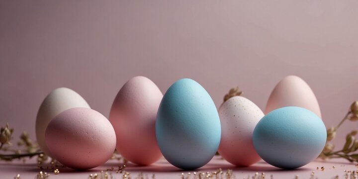 Creative minimal Easter concept with blue color egg on pastel pink background.