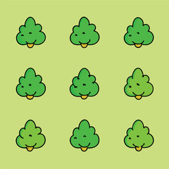 Sketches variety of green leaves
