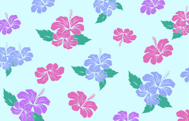 Hawaiian Seamless Pattern. Hibiscus flowers Pattern. Tropic flowers and Leaves. Hawaiian Aloha Shirt. Design for fabric, textile, wallpaper, clothing. floral background. vector illustration