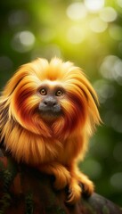 Naklejka premium Golden Lion Tamarin in the Rainforest Canopy