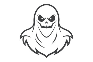 Happy Halloween scary ghost line art vector art illustration isolated on white background