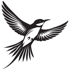 Fototapeta premium Monochrome Bee-Eater Bird Graphic - Black and White Merops Apiaster Illustration