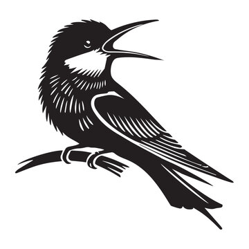 recommend clip art: Basic European Bee-Eater Illustration - Black and White  Bird Vector Clipart