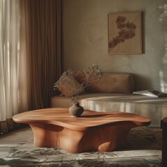 Wooden Coffee Table in a Modern Living Room