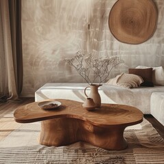 Organic Modern Coffee Table with Rustic Decor