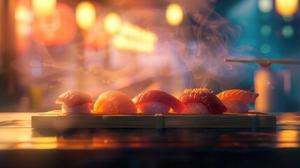 Sushi Platter with a Smoky Glow