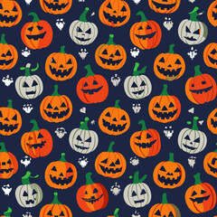 Halloween-Themed Pumpkin Pattern for Print-on-Demand T-Shirts and Seasonal Apparel