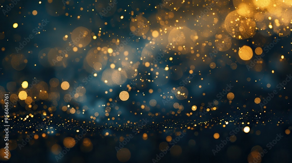 Wall mural golden bokeh blurred light abstract background magic concept
